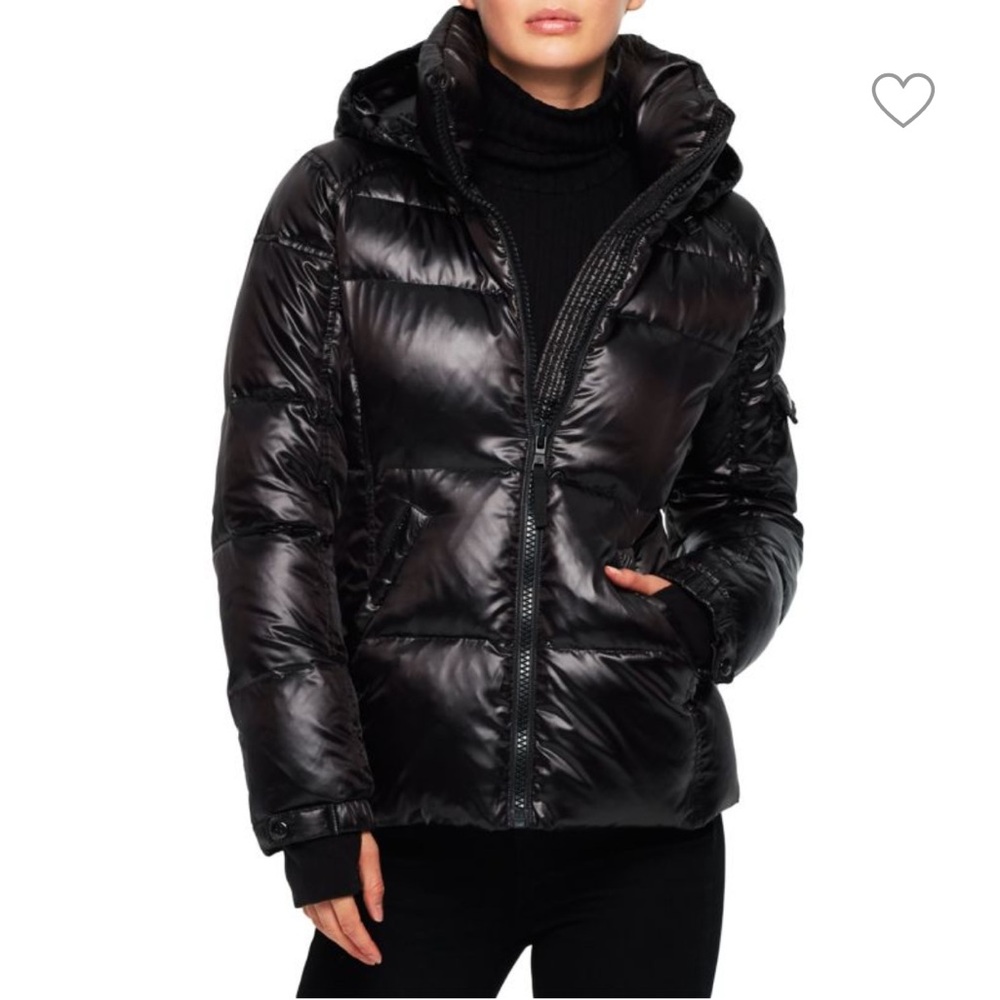S13 Kylie Glossy Puffer Jacket in Gloss Jet
